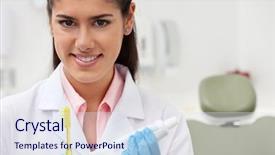  Presentation with toothpaste - Colorful slide deck enhanced with dental hygienist - portrait of female dentist holding backdrop and a  colored foreground