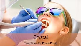  Presentation with dental pediatric - Slide deck with dental hygienist performing teeth cleaning background and a coral colored foreground