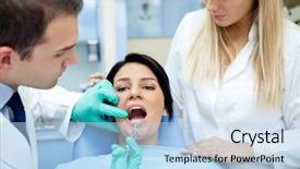  Presentation with dental anesthesia - Presentation theme having dental injection - dentist giving anesthesia his patient background and a light blue colored foreground