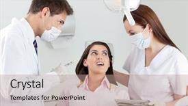  Presentation with nurse a male patient - Audience pleasing presentation theme consisting of dental injection - young male dentist looking backdrop and a  colored foreground