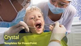  Presentation with dental assistant - Slide set consisting of dental inspection is being given background and a  colored foreground