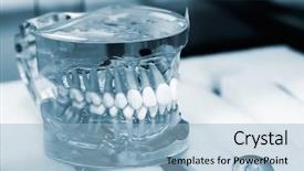  Presentation with dentures - PPT theme having dental lab articulator with dentures background and a light blue colored foreground