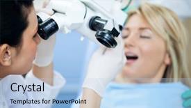  Presentation with dental examination - Beautiful PPT theme featuring dental lab equipment - dentist examination patient s teeth backdrop and a light blue colored foreground