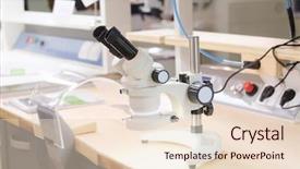  Presentation with microscope - Audience pleasing PPT theme consisting of dental lab equipment - dentist microscope for a teeth backdrop and a lemonade colored foreground