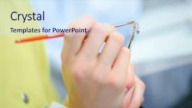  Presentation with dentist - Beautiful presentation design featuring dental lab equipment - dentist preparing a false tooth backdrop and a sky blue colored foreground