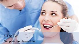  Presentation with dentist - Slides featuring dental lab equipment - male dentist and woman background and a  colored foreground