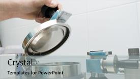  Presentation with machine - PPT layouts consisting of dental lab equipment - polymerizing machine of dentist background and a light gray colored foreground