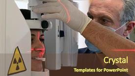  Presentation with dental panoramic x ray - Slides having dental laser - dentist with patient operating panoramic background and a tawny brown colored foreground