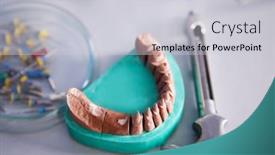  Presentation with equipment - Cool new presentation with dental medicine stomatology equipment backdrop and a light gray colored foreground