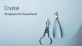  Presentation with light blue - Amazing slides having dental metal flatterns and clamps backdrop and a sky blue colored foreground