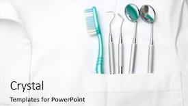  Presentation with breast cancer pocket - Slides consisting of dental mirroor - white dentist pocket with toothbrush background and a white colored foreground