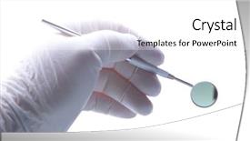  Presentation with mirror - Presentation theme featuring dental mirror in dentist hand background and a  colored foreground
