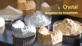  Presentation with molds - Colorful theme enhanced with dental molds of different colors backdrop and a tawny brown colored foreground