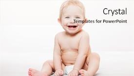  Presentation with baby teeth - Slide set featuring dental month - little cute newborn baby child background and a sky blue colored foreground