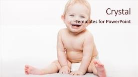  Presentation with baby teeth - Colorful PPT theme enhanced with dental month - little cute newborn baby child backdrop and a sky blue colored foreground