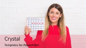  Presentation with floral border over white - Colorful theme enhanced with dental month - young adult woman over white backdrop and a  colored foreground