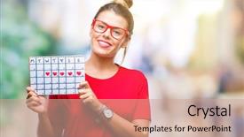  Presentation with teen mom cap and gown holding a baby - Cool new theme with dental month - young beautiful woman holding menstruation backdrop and a  colored foreground