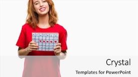  Presentation with teeth - PPT theme consisting of dental month - young beautiful woman over isolated background and a  colored foreground