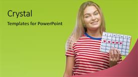  Presentation with teen mom cap and gown holding a baby - Amazing PPT theme having dental month - young caucasian woman holding menstruation backdrop and a  colored foreground