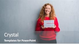  Presentation with young grey maine coon cat - Amazing slide deck having dental month - young redhead woman over grey backdrop and a  colored foreground