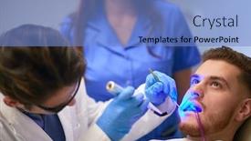  Presentation with dental materials - Slide set featuring dental-office-dental-led-polymerization background and a light blue colored foreground