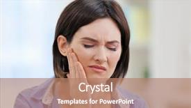  Presentation with pain - Beautiful theme featuring dental pain - beautiful young woman suffering backdrop and a coral colored foreground