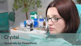  Presentation with dentist - Audience pleasing presentation theme consisting of dental pain - girl on dentist chair backdrop and a  colored foreground