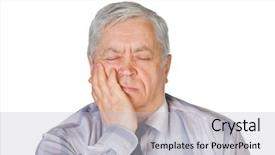  Presentation with monarch butterfly isolated on white - Slide deck with dental pain - man with toothache isolated background and a  colored foreground