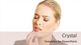  Presentation with woman colored parachute - PPT theme with dental pain - portrait of young woman background and a  colored foreground