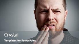  Presentation with young - PPT layouts with dental pain - toothache - suffering young man background and a gray colored foreground