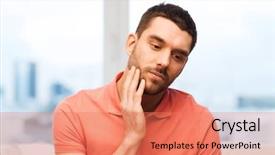  Presentation with home hazardous waste - Slide deck featuring dental pain - unhappy man suffering toothache background and a coral colored foreground