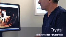  Presentation with dentist - Presentation design featuring dental panoramic x-ray scan background and a wine colored foreground