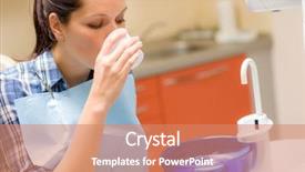  Presentation with mouth wash - Presentation theme having dental patient woman rinse mouth background and a coral colored foreground