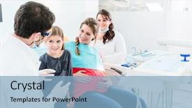  Presentation with woman child - Audience pleasing PPT theme consisting of dental pregnancy - dentist and his assistant backdrop and a light blue colored foreground