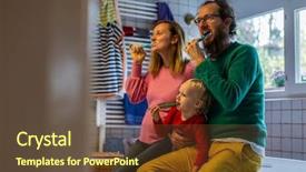  Presentation with teeth - PPT layouts consisting of dental pregnancy - family brushing teeth together background and a tawny brown colored foreground