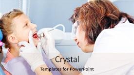  Presentation with work in clinic dental surgery - PPT theme having dental preventive checkup in clinic background and a  colored foreground