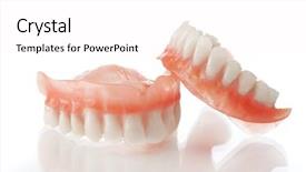  Presentation with dental prosthesis - Audience pleasing slide deck consisting of dental prosthesis - denture close up backdrop and a white colored foreground
