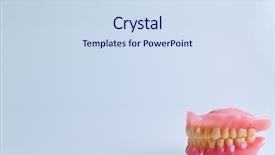  Presentation with dental prosthesis - PPT theme having dental prosthesis - full set of acrylic denture background and a sky blue colored foreground