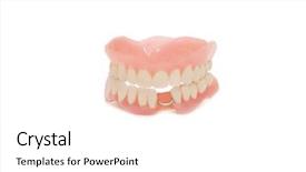  Presentation with dental prosthesis - Colorful PPT theme enhanced with dental prosthesis on white background backdrop and a white colored foreground