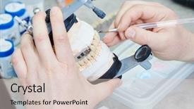  Presentation with dental prosthesis - Theme having dental prosthesis work painting teeth background and a lemonade colored foreground