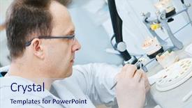  Presentation with dental prosthesis - Amazing slides having dental prosthesis work backdrop and a sky blue colored foreground