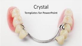  Presentation with dental biomaterial - Presentation theme with dental prosthetics background and a white colored foreground