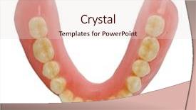  Presentation with veterinary dental - Amazing PPT layouts having dental prosthetics backdrop and a lemonade colored foreground