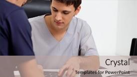  Presentation with consulting - Slides having dental radiograph - doctor consulting patient on his background and a mint green colored foreground