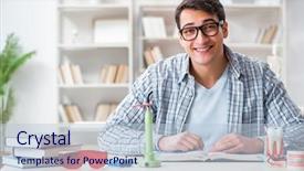  Presentation with medical book - Presentation design featuring cary book - medical student sitting background and a lemonade colored foreground