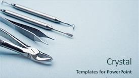  Presentation with surgical dental - Slide deck having dental steel instruments on light background and a sky blue colored foreground