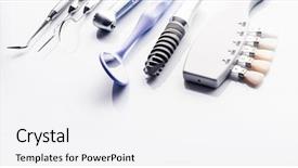  Presentation with dental surgery - Colorful presentation design enhanced with dental surgery equipment on white backdrop and a white colored foreground