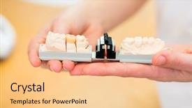  Presentation with denture - Amazing slides having prostheses - dental technician checking denture backdrop and a lemonade colored foreground