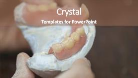  Presentation with dental laboratory - PPT theme with dental technician make dental denture background and a coral colored foreground