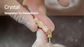  Presentation with dental laboratory - PPT theme having dental technician make denture prothesis background and a coral colored foreground